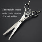 7 inches Safe Dog Grooming Scissors Set with Round Tip,Straight & Thinning & Curved Shears Set with comb for Dog & Cat Grooming human hair cutting (Black 4 in 1 with comb)