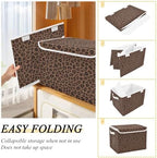 Bolaz Leopard Print Animal Pattern Storage Bins with Lids and Handles, Storage Box Basket with Cover Collapsible Organizer Containers for Home Closet, Shelves - Image 4