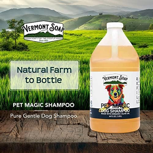 VERMONT SOAP Organic Pet Shampoo, Original Citrus Natural Dog Shampoo, 64oz | Original Citrus scent, organic olive oil, coconut & aloe vera, gentle cleansing, sensitive skin, USDA certified, dog shampoo
