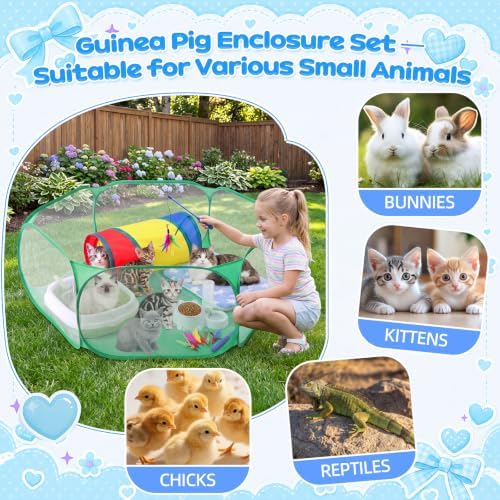 13 Pcs Kitten Starter Kit with Playpen Litter Box Feeder, Green - Image 5
