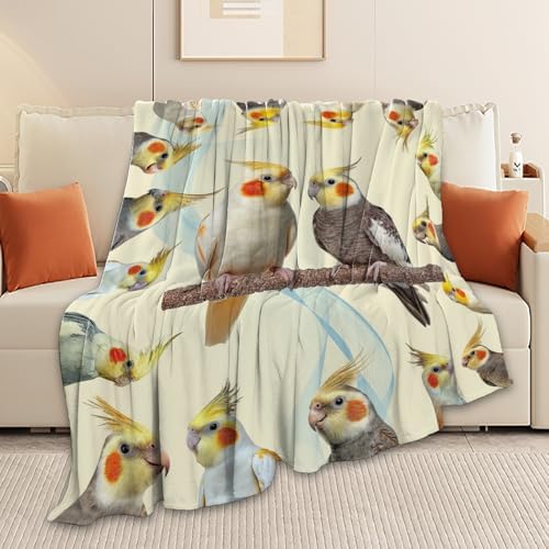 Parrot Bird Throw Blanket Cute Cockatiel Stuff Gifts for Kids Girls Boys Adults Women Men Soft Cozy Warm Plush Fluffy Fuzzy Fleece Blanket Decor 40''X50'' - Image 3