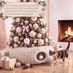 Christmas Tree Cat Tunnel 36 in Donut Bed, Cream, Bubble Fleece, Fluffy - Image 2