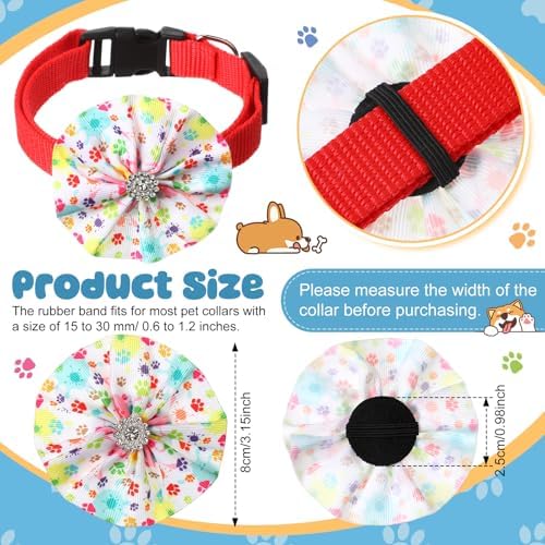 Huhumy 50 Pcs Paw Print Dog Collar Bows Flower Bowties Bulk Attachments - Image 3