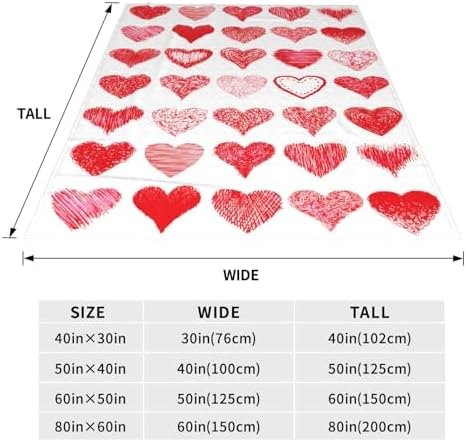 Valentine's Day Love Hearts Throw Blanket, Soft Lightweight Flannel Blanket, Wedding Anniversary Birthday Gifts for Girlfriend Wife, Anti-Pilling Blankets for Bed Sofa Couch Chair, 60 x 80 Inch - Image 7
