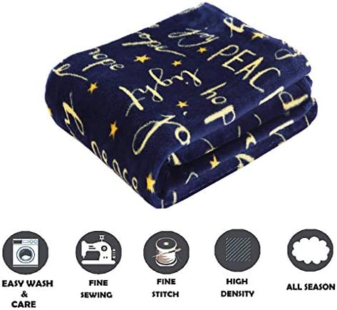 Elegant Comfort Luxury Velvet Super Soft Christmas Prints Fleece Blanket-Holiday Theme Home Décor Fuzzy Warm and Cozy Throws for Winter Bedding, Couch and Gift, 50 x 60 inch, Peace & Joy - Image 4