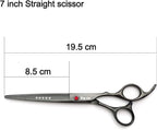7.0in Professional Pet Grooming Scissors Set,Straight & Thinning & Curved Scissors 3pcs Set with Comb for Dog Grooming,A419 (Black-Grey)