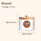 ComSaf Glass Storage Jars with Bamboo Lids 1.8 Qt 2 Pack Large Round | Flour Sugar Coffee Beans, Pasta Cereal Dry Food, Large Capacity, Kitchen Storage, Cabinet Organization,Clips included