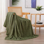 Olive Green Fleece Throw Blanket 60”×80” for Couch Sofa Livingroom by linecooo