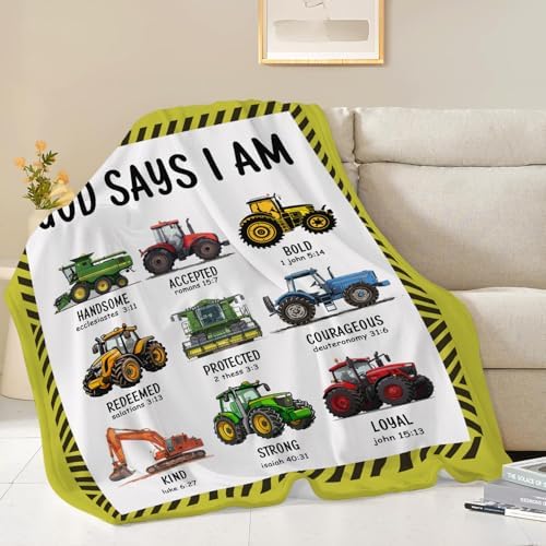 Tractor Throw Blanket Farm Tractor Stuff Gifts for Kids Girls Boys Adults Women Man Soft Cozy Warm Plush Fluffy Fuzzy Fleece Blanket Decor 60''X80'' - Image 4