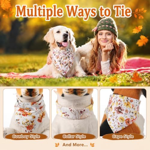 Huhumy 100Pcs Fall Dog Bandanas Bulk Autumn Pet Scarf Bib Neckerchief Decor - Image 5