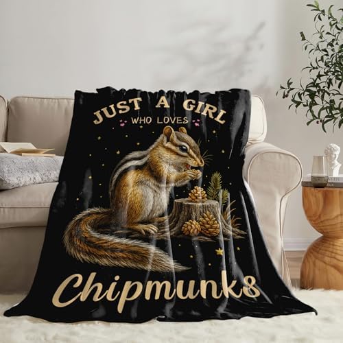 Chipmunk Blanket for Girls Women Boys Men Adults Kids Soft Cozy Fleece Tamias Squirrel Throw Blankets Gifts Warm Flannel Plush Lightweight Decor for Couch Bed Sofa 50"X40" - Image 4