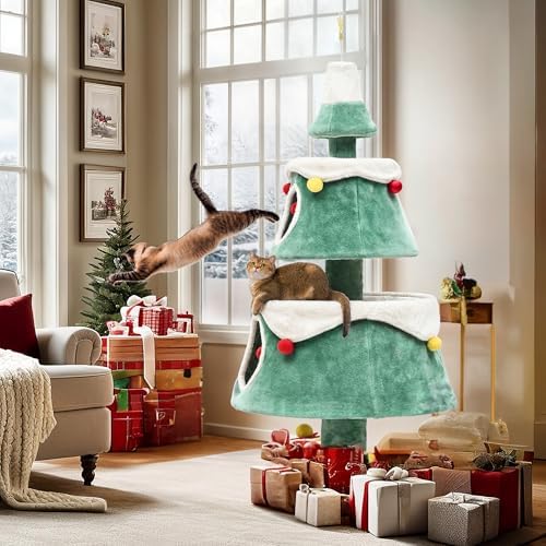 YITAHOME 63" Christmas Cat Tree with Teaser Plaything - Image 2