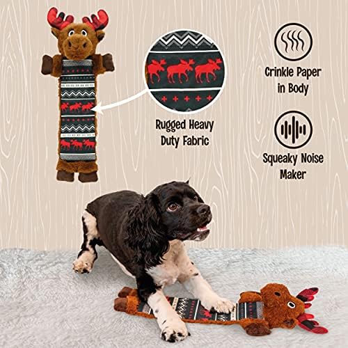 Lazy One Moose Squeaky Dog Toy, Soft Crinkle Toy for Dogs, Durable Fabric - Image 5