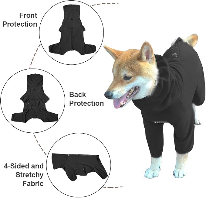 Dog Pajamas for Large Dogs,Extra Large Stretch, Suitable for Adult, Medium-Sized Dogs, Large Pet Jumpsuit Four-Legged Dog Clothes, Pet Clothing. (Black, 3XL)