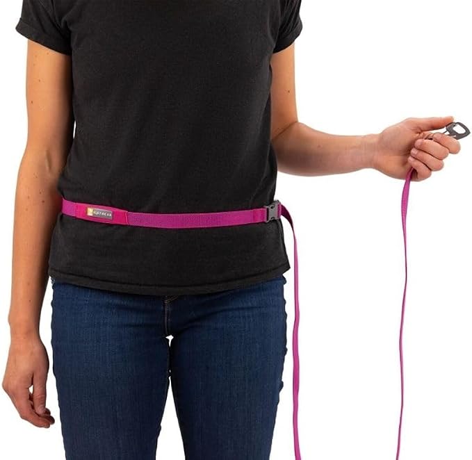 Ruffwear, Flagline Dog Leash, Lightweight Hands‑Free 6.5 ft Lead, Adjustable Waist‑Worn or Handheld, Lockable Swivel Crux Clip, Low‑Profile Pick‑Up Bag Stash Pocket, Alpenglow Pink