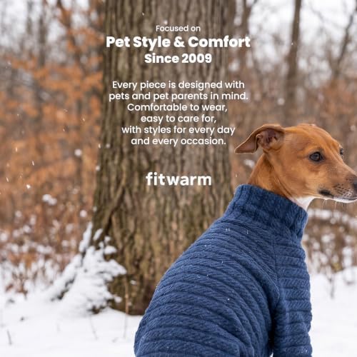 Fitwarm Turtleneck Knitted Dog Sweater Puppy Pajamas Thermal Doggie Winter Clothes Knitwear Pet Coats Cat Apparel Blue Small - Image 4