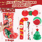 Shappy 2 Sets 8 Pcs Christmas Dog Stocking Toys with Squeaky Dog Toys, Santa Cane, Tennis Ball, Xmas Tree, Rope, Bone, Xmas Stocking Pet Set, Interactive Pet Gifts - Image 2