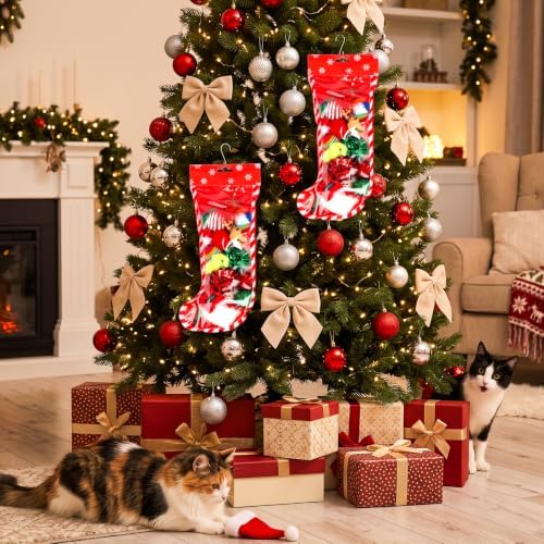 Christmas Stocking Cat Toys, 15PCS Christmas Cat Toy Set with Mouse, Squeaky Toys, Balls, Cat Teaser, Indoor Interactive Cat Toy Gift - Red - Image 6