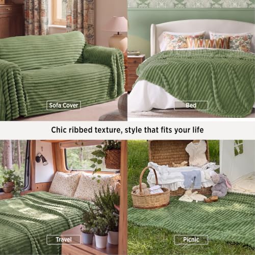 Bedsure Soft Cal King Size Blanket for Bed Reseda Green 102"x96" - Image 4