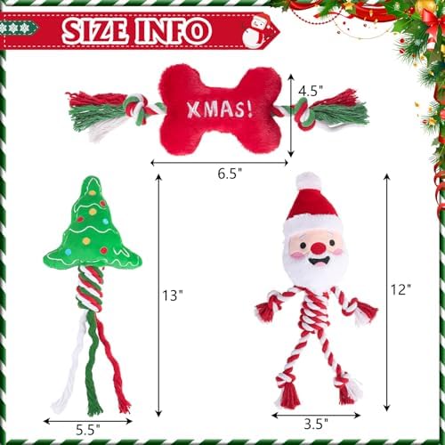 PUPTECK Christmas Dog Squeaky Chew Toys 3 Pack - Image 2