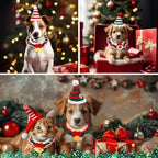 Coume 6 Pcs Christmas Cat Dog Costume Knitted Hats Collars Adjustable - Image 6
