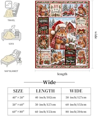 Christmas Squirrel Throw Blanket Woodland Animal Holiday Gifts 40''x50'' - Image 6
