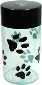 Pawvac 12 Ounce Vacuum Sealed Pet Food Storage Container; Black Cap & Body/Black Paws