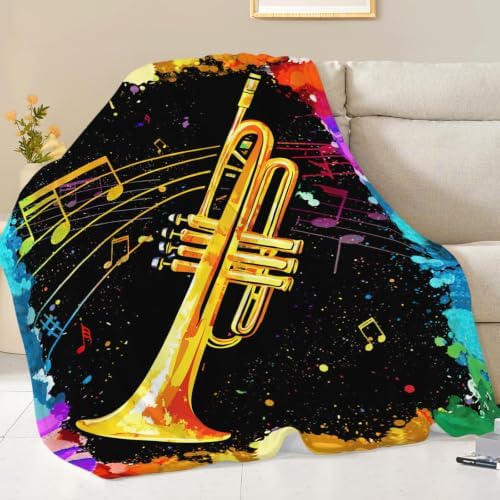 Trumpet Blanket Trumpet Throw Stuff Gifts for Music Lovers 80"x60" - Image 3