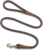 Mendota Pet Snap Leash - British-Style Braided Dog Lead, Made in The USA - Brown, 1/2 in x 4 ft - for Large Breeds