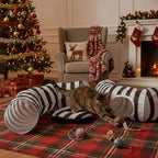 Frienda Black and White Cat Tunnel Bed, Christmas Tree Skirt, Cushion, Ball - Image 3
