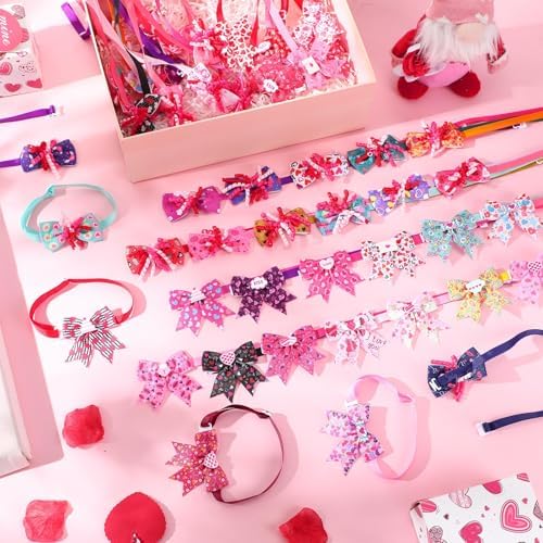 Huhumy 50 Pcs Valentine's Dog Bow Ties Valentine's Dog Collars Bulk - Image 6