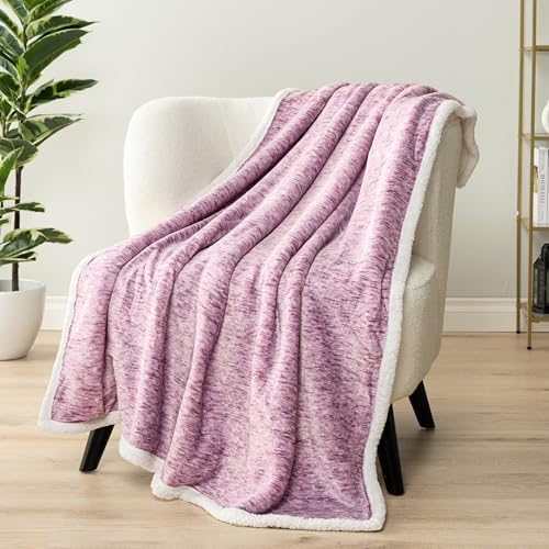 PAVILIA Sherpa Throw Blanket for Couch Sofa Bed, Melange Wine Red, 50x60 - Image 2