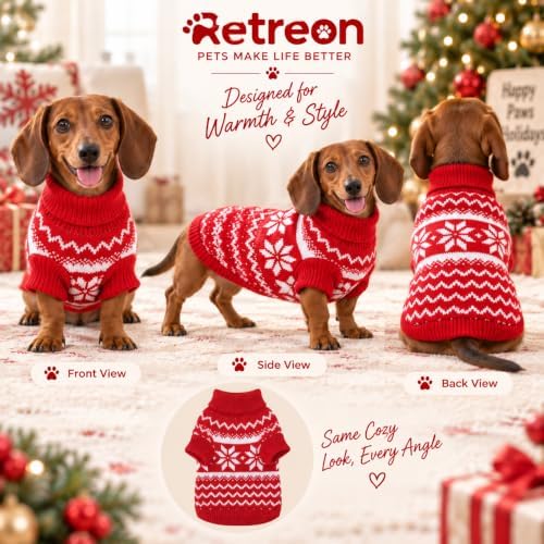Dog Sweater for Medium Dogs Girl Boy Winter, Dog Clothes, Red, XL - Image 5