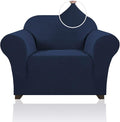 Stretch Chair Cover Chair Slipcovers with Arms 1-Piece Chair Sofa Slipcovers or Living Room Non Slip Armchair Cover Furniture Protector Dogs Pet Friendly(Armchair,Navy)