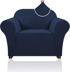 Stretch Chair Cover Chair Slipcovers with Arms 1-Piece Chair Sofa Slipcovers or Living Room Non Slip Armchair Cover Furniture Protector Dogs Pet Friendly(Armchair,Navy)