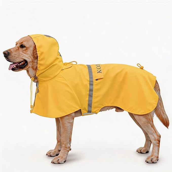 Pet Large Dog Raincoat Apparel Poncho Waterproof for Medium Large Sized for Dog Raincoat Clothes (Yellow, 4XL)