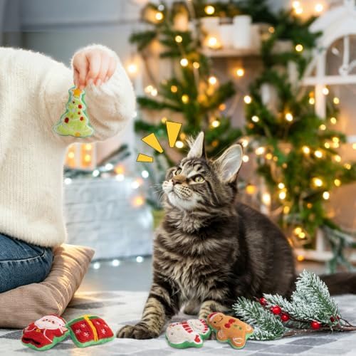 Retro Shaw Catnip Cat Toys Christmas, Cute Santa Claus Xmas Trees Snowman - Image 6