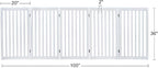 unipaws 36”H Free Standing Pet Gate for Dog Cat, 100”Wide Wooden Dog Gates | Foldable Pet Fence for Doorway, Stairs, Step, Expandable Doggy Barrier, Room Divider, Indoor Use, White