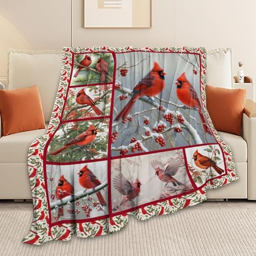 Cardinal Blanket Red Bird Throw Blanket Gifts for Women Men Boys Girls Kids Adults Super Soft Cozy Plush Fluffy Fuzzy Fleece Blanket Home Decor 50''X60'' - Image 5