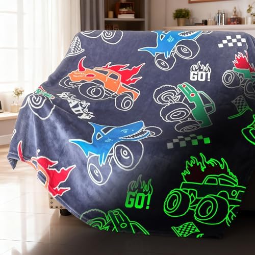 COMFAR Truck Blanket for Boys, Glow in The Dark Blanket for Kids/Toddler/Baby, Soft Fleece Blankets and Throw, Birthday 40"x 60" by COMFAR