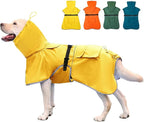 Reflective Dog Raincoat Waterproof Adjustable Dog Hooded Poncho Raincoat for Medium Large Dogs, Lightweight Pet Rain Jacket (Yellow, 2XL)