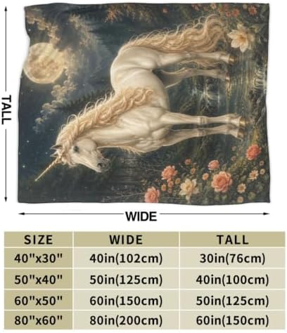 Unicorn Blanket Moon Fantasy Forest Throw Stuff Gifts 50"x40" - Image 3