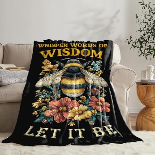 Bee Blanket for Girls Women Boys Men Adults Kids Soft Cozy Fleece Bee Floral Insect Throw Blankets Gifts Warm Flannel Plush Lightweight Decor for Couch Bed Sofa 80"X60" - Image 4