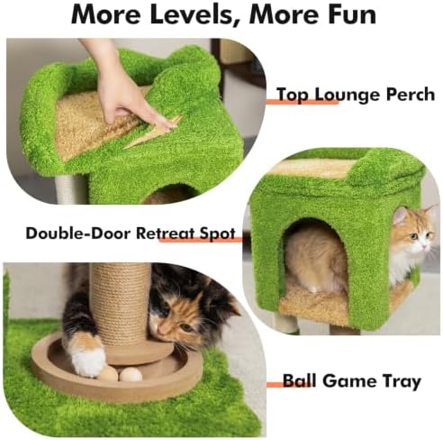 WOOCHPET Cat Tree with Sisal Scratching Posts and Cat Toys for Indoor Kittens - Image 4