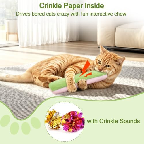 Retro Shaw Cat Toys Pillows, Refillable Catnip Kicker Toys for Indoor Cats - Image 5
