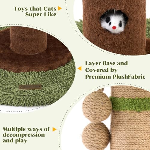 Woochpet Cat Scratching Post for Indoor Cats,35.43" Tall Cat Scratcher Tree - Image 3