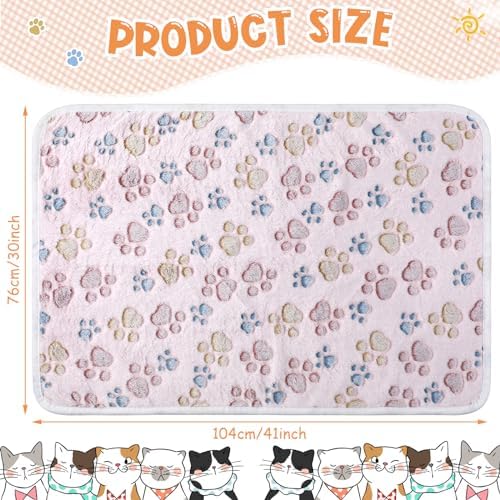 Tatuo 4 Pcs Fleece Dog Blanket for Puppy Cat, Beige, 41 x 30 in, Paw - Image 5