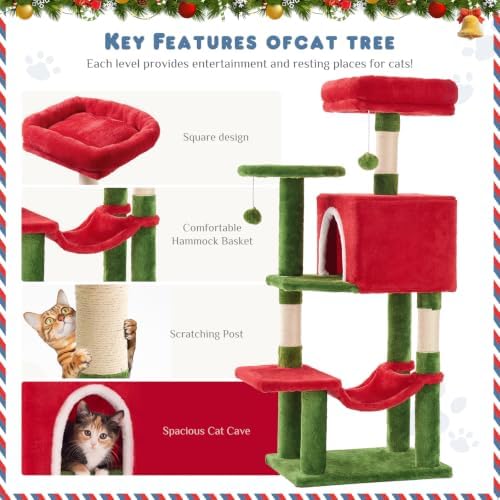 DUMOS 44 Inch Cat Tree Tower with Natural Sisal Scratching Posts - Image 4