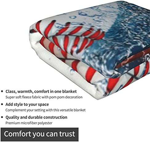 Baseball Printed Throw Blankets Lightweight Plush Fuzzy Cozy Soft Bedding, Fleece Throw Blankets All Season for Sofa Couch Bed 50x60 inches - Image 4