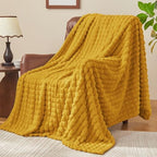 BEDELITE Mustard Yellow Fleece Throw Blanket for Couch, 50x60 Inches - Image 5